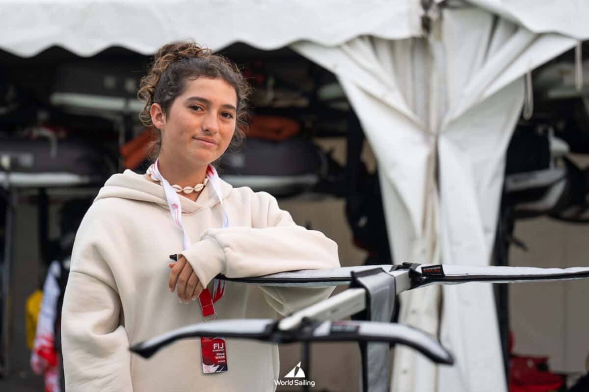 Emilie Wade is competing in the iQFOiL class at the 2025 Youth Sailing World Championships